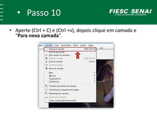 • Passo 10
• Aperte (Ctrl + C) e (Ctrl +v), depois clique em camada e
“Para nova camada”.
++
 