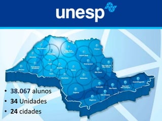 • 38.067 alunos
• 34 Unidades
• 24 cidades
 