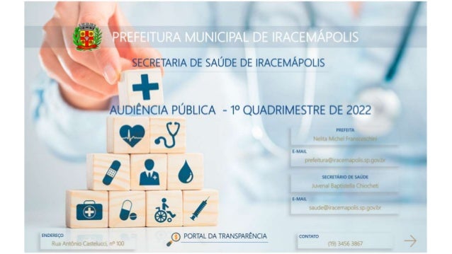 Apresentação da audiência pública da saúde de Iracemápolis/SP