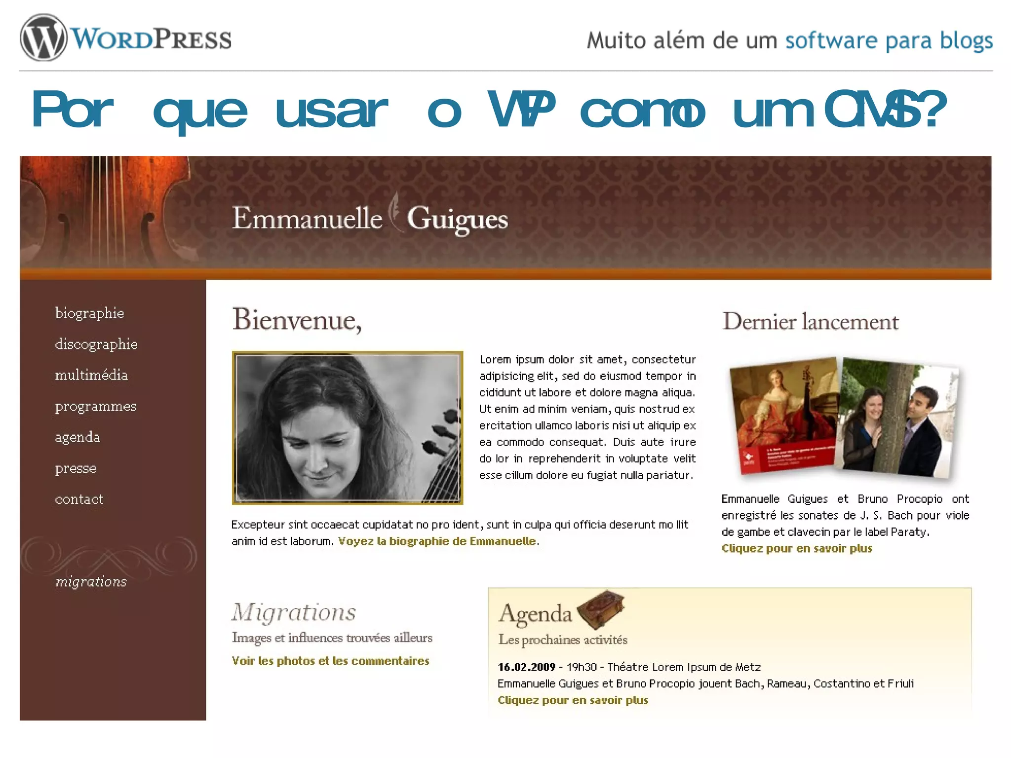 Por que usar o WP como um CMS? 