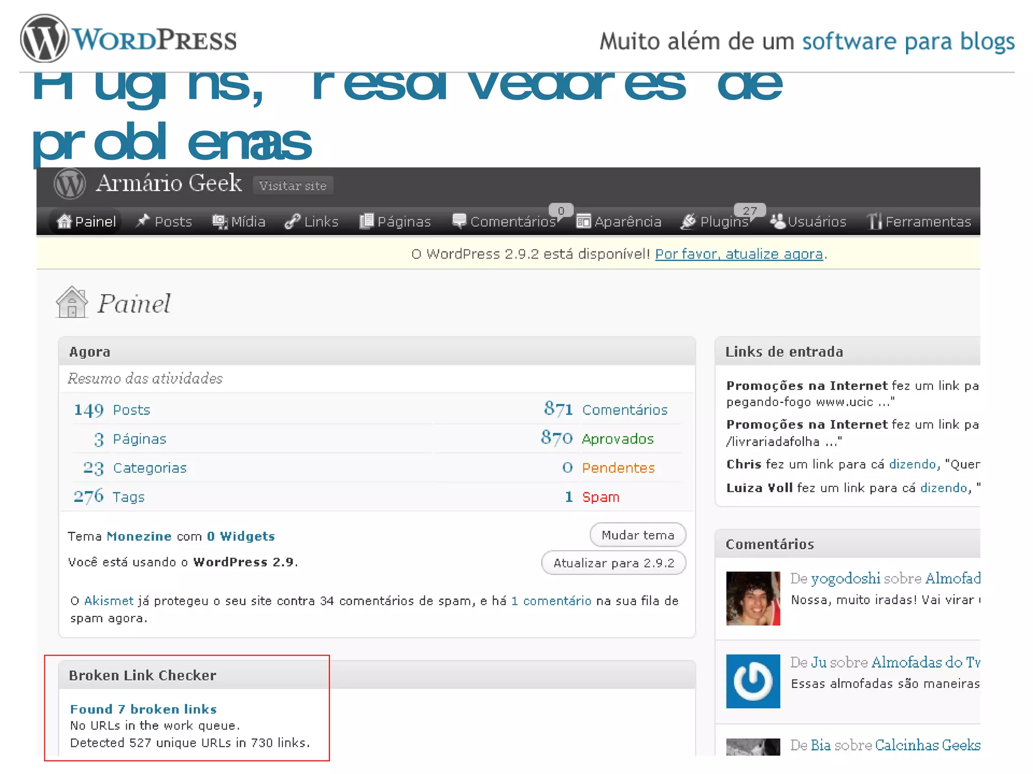 Plugins, resolvedores de problemas 