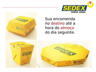 Sua encomenda
no destino até a
hora do almoço
do dia seguinte.

 