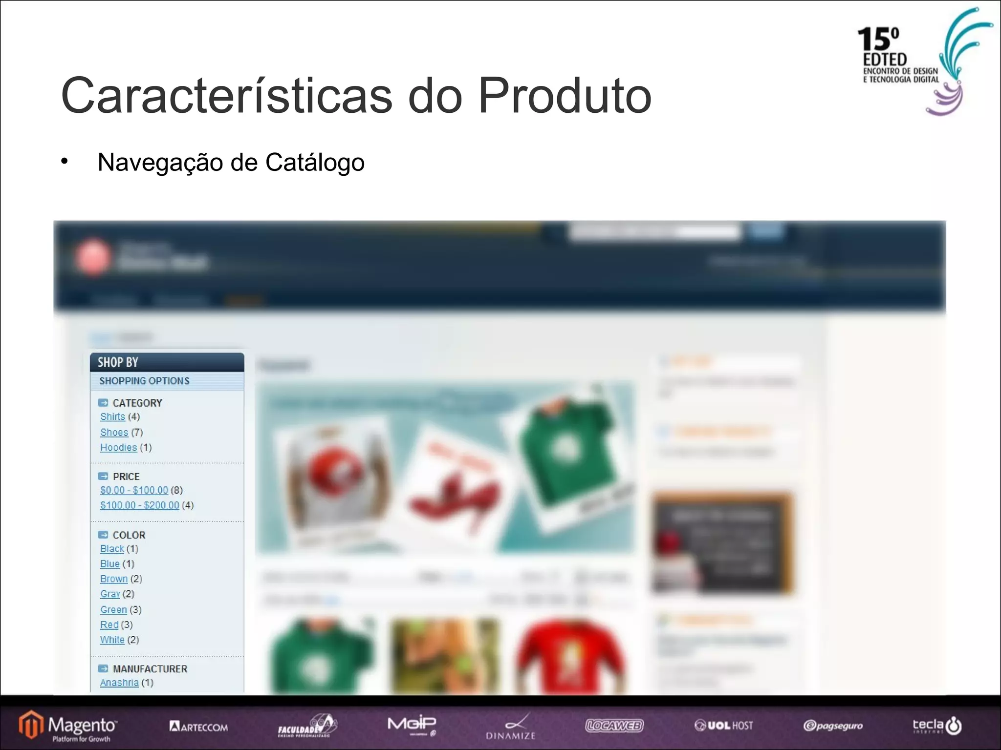 Características do Produto Navegação de Catálogo 