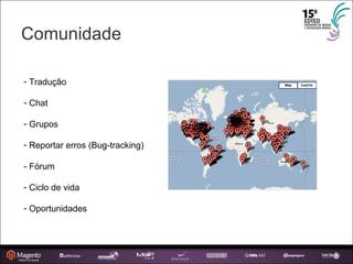 Comunidade Tradução Chat Grupos Reportar erros (Bug-tracking) ‏ - Fórum Ciclo de vida Oportunidades 
