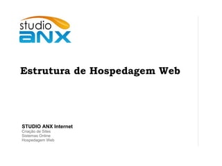 Estrutura de Hospedagem Web STUDIO ANX Internet Criação de Sites Sistemas Online Hospedagem Web 