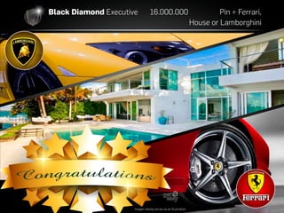 Black Diamond Executive 16.000.000 Pin + Ferrari,
House or Lamborghini
Images merely serves as an illustration
 