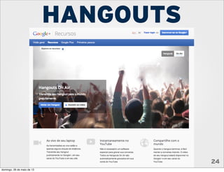 HANGOUTS
24
domingo, 26 de maio de 13
 