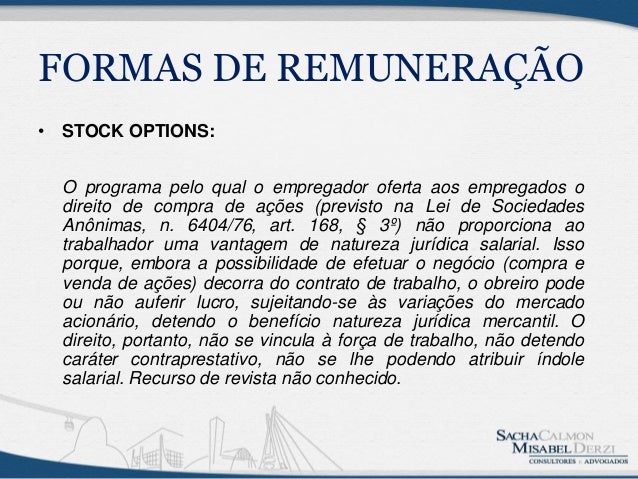 Stock options natureza juridica