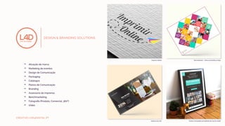 CREATIVE.LIVE4DIGITAL.PT
crea tive studio
ŶŶ Ativação de marca
ŶŶ Marketing de eventos
ŶŶ Design de Comunicação
ŶŶ Packaging
ŶŶ Catálogos
ŶŶ Planos de Comunicação
ŶŶ Branding
ŶŶ Assessoria de imprensa
ŶŶ Benchmarketing
ŶŶ Fotografia (Produto, Comercial, 360º)
ŶŶ Vídeo
Centro Comunitário da Gafanha do Carmo (2016)
Dermofashion - Clínica de Estética & Spa
Adamus Dry Gin
Imprimir Online
 