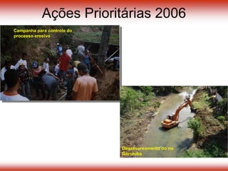 Ações Prioritárias 2006
Campanha para controle do
processo erosivo
Desassoreamento do rio
Gorutuba
 