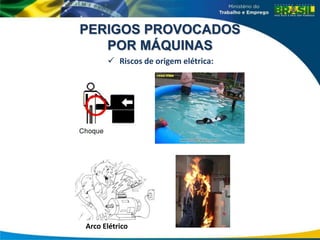 PERIGOS PROVOCADOS
POR MÁQUINAS
 Riscos de origem elétrica:
Arco Elétrico
 