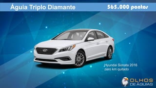 Águia Triplo Diamante 565.000 pontos
Hyundai Sonata 2016
zero km quitado
 