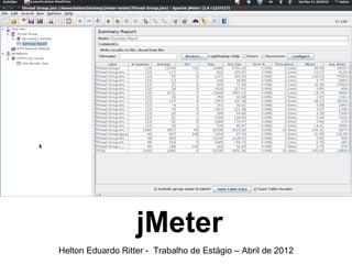 jMeter
Helton Eduardo Ritter - Trabalho de Estágio – Abril de 2012
 
