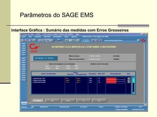 Interface Gráfica : Sumário das medidas com Erros Grosseiros Parâmetros do SAGE EMS 