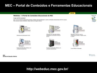 http://webeduc.mec.gov.br/
MEC – Portal de Conteúdos e Ferramentas Educacionais
 