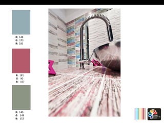 R: 148 
G: 
173 
B: 181 
R: 181 
G: 
90 
B: 
107 
R: 140 
G: 
148 
B: 
132 
 