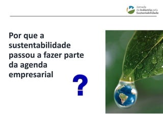 ________________________________________________________________________
Por que a
sustentabilidade
passou a fazer parte
da agenda
empresarial
 