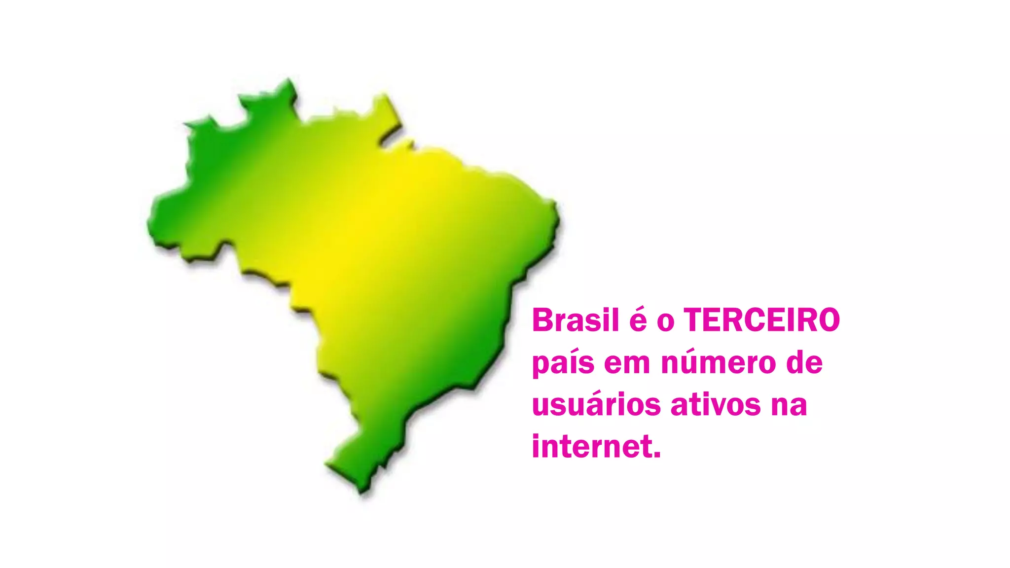 Brasil é o TERCEIRO
país em número de
usuários ativos na
internet.

 