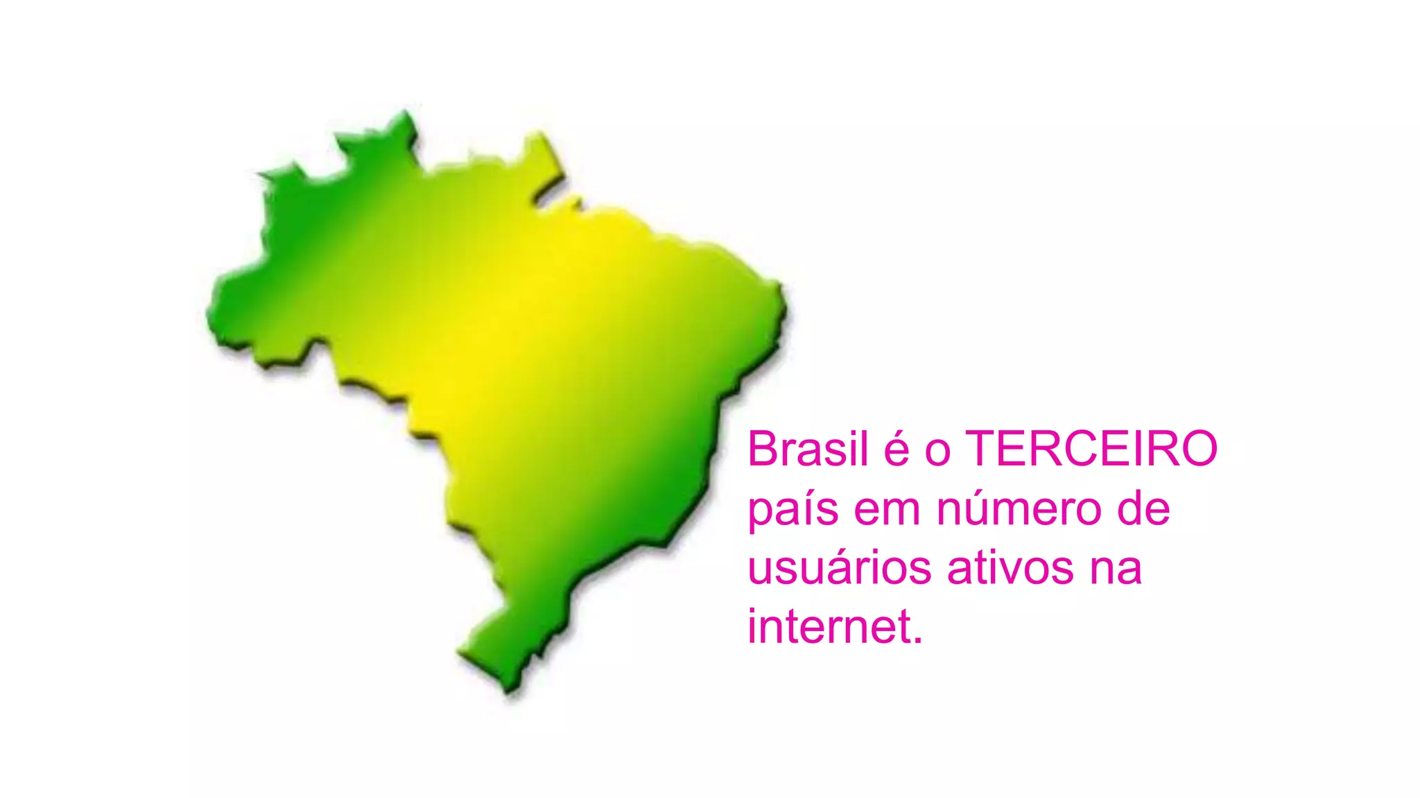 Brasil é o TERCEIRO
país em número de
usuários ativos na
internet.
 