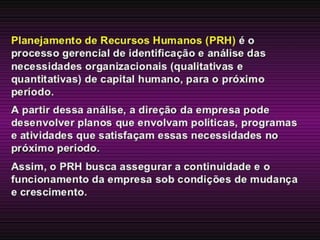 Planejamento em RH - Técnico em RH