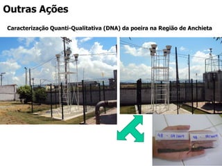 2
3
5
6
4
7
1
8
Outras Ações
Caracterização Quanti-Qualitativa (DNA) da poeira na Região de Anchieta
 