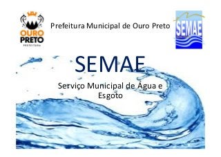 Prefeitura Municipal de Ouro Preto 
SSEEMMAAEE 
Serviço Municipal de Água e 
Esgoto 
 