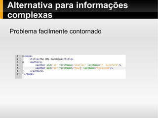 Alternativa para informações complexas Problema facilmente contornado 