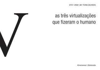 @T07 | #FAAP_SM | TEORIA DAS REDES




 as três virtualizações
que fizeram o humano




                  @marinarossi | @betorando
 