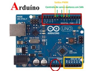 Arduíno Controlo de servo motores em S4A
Saídas PWM
 