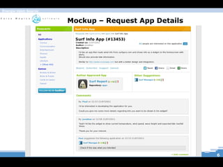 Energia Open Source


                      Mockup – Request App Details




                                Frontend e Webservices para Comunidade Ba




                                                                     6
 