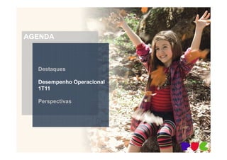 AGENDA



  Destaques

  Desempenho Operacional
  1T11

  Perspectivas
 