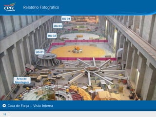 Relatório Fotográfico

                                             UG 04

                                     UG 03


                              UG 02




                      UG 01




          Área de
         Montagem




     Casa de Força – Vista Interna

18
 