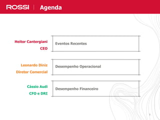 33
Heitor Cantergiani
CEO
Eventos Recentes
Leonardo Diniz
Diretor Comercial
Desempenho Operacional
Cássio Audi
CFO e DRI
Desempenho Financeiro
Agenda
 