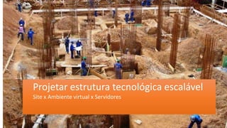 Projetar estrutura tecnológica escalável 
Site x Ambiente virtual x Servidores  