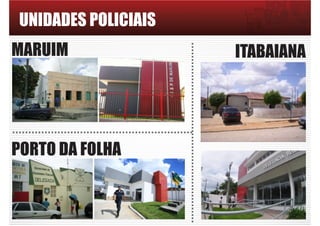 UNIDADES POLICIAIS
MARUIM
PORTO DA FOLHA
ITABAIANA
 