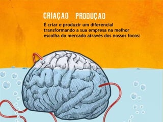 É criar e produzir um diferencial transformando a sua empresa na melhor escolha do mercado através dos nossos focos: 