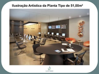 Ilustração Artística da Planta Tipo de 51,00m²
 