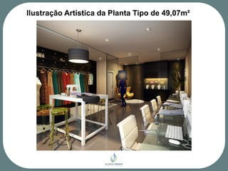 Ilustração Artística da Planta Tipo de 49,07m²
 