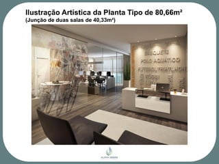 Ilustração Artística da Planta Tipo de 80,66m²
(Junção de duas salas de 40,33m²)
 