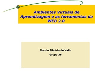 Ambientes Virtuais de Aprendizagem e as ferramentas da WEB 2.0  Márcio Silvério do Valle Grupo 36 