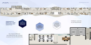 Um empreendimento
com diferenciais que assinam
o sucesso do seu investimento.
Condições especiais
no pré-lançamento.
Condições
imperdíveis de
pagamento!
Investimento
em torno de 40%
até a entrega das
chaves e o restante
financiado pós
chaves.
Sua
melhor opção,
também como
investimento.
www.atlantacorporativo.com.br
Imagem ampliada - sala 436
Imagem ilustrativa do andar corrido.
COMPROMISSO DE
ENTREGA DA 2ª ETAPA
PARA JULHO DE 2015.
(TOLERÂNCIA DE 180 DIAS)
 