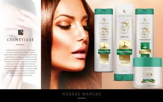 N O S S A S M A R C A S
A linha Absolut Nutrition foi criada com o
exclusivo complexo Q+C Repair System,
desenvolvido pela infusão de nutrientes como
a queratina e a creatina. A creatina funciona
como um potencializador da queratina natural,
auxiliando na reconstrução do fio ao mesmo
tempo que facilita a penetração desses
nutrientes e evita o efeito de saturação. Além
de restaurar o fio do cabelo, cria uma proteção
contra agressões químicas e climáticas
recuperando a massa capilar, evitando a
quebra, queda e ressecamento.
 