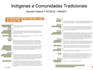 Indígenas e Comunidades Tradicionais
Decreto Federal 7.747/2012 – PNGATI
Fonte: FUNAI
 