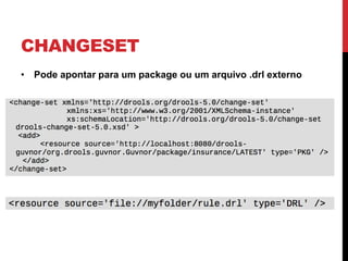 CHANGESET
• Pode apontar para um package ou um arquivo .drl externo
 