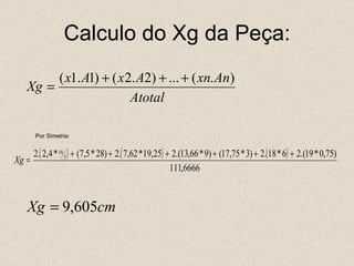 Calculo do Xg da Peça: Por Simetria: 