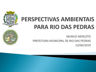 MURILO MERLOTO
PREFEITURA MUNICIPAL DE RIO DAS PEDRAS
13/06/2019
 