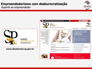 Empreendedorismo com desburocratização
Suporte ao empreendedor




    www.desatarono.sp.gov.br
 