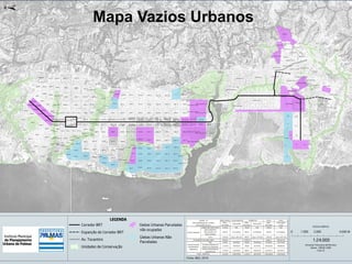 Jardim América
Jardim Vitória
Jardim Aureny III
AV SE 145
AV SE 135
AV SE 33
ASR SE 125
Morada do Sol
ALC SO 141
Jardim Aureny IV
T 10
ALC SE 141
T 14
T 34
AV NO 51
ALC NO 14
T 20 T 30
ALC SO 55
T 31T 21
T 22
T 23 T 33
T 32
ALC SO 34
Jardim Laila
Jadim Janaina
T 11
ASR NE 65
T 13 (AV)
Distrito Industrial
T 35
T 20
Jardim Aureny II
Jardim Aureny II
ARNO 42
ARSE 14
ALC SO 126
ALC SO 106
ARSO 51
ALC NO 33
ALC SO 86
ASR SE 15
ARNO 33
ARSO 61ARSO 41
ARNE 14
ARSO 76
ARSE 12
ARSE 13
ARSE 52
ALC NO 43
ARSO 53
ARSE 82 ARSE 92ARSE 72
AC SO 91AC SO 81
ARSO 62
ARSE 62
ARNO 43
ARSO 52
ARNE 12
ARSO 32
ASR NE 15
ARSO 43
ARSE 51
ARNE 13
ARNO 32
ARSO 42
ARSO 131ARSO 101 ARSO 121ARSO 111
ARNE 51
ARSO 96
ARSO 34
ARSE 112 ARSE 132ARSE 102 ARSE 122
ARSE 61 ARSE 81ARSE 71 ARSE 91
ARSO 33
ASR SE 25
Santa Fé 2°etapa
Taquaralto 4°et. fl.01
ARSO 14
ARNO 73
ASR SE 75
Jardim Paulista
ALC SO 14
ARSE 24
ARNO 12
ARSO 55
ARSE 22
ARSE 23
ARSE 21
ARSO 106 ARSO 116
ASR SE 85
ARNE 71
ARSO 24
ARSO 54
Taquaralto 5° et. fl.01
ARSO 71
ARSE 121 ARSE 131ARSE 101 ARSE 111
ARNO 72
ASR SE 95
ARNO 44
ARSO 22
ARSO 63
Jardim Bela Vista
AV SO 141
ARNO 41
ARNO 31
ARSO 13
ARSO 64
ARNE 53
ARSE 33
ARSO 95
ARSO 84
ARSO 85
ARSO 94
T 12
ASR SE 65
ARNO 71
ARSO 86
ARSO 12
ARSO 126
Sol Nascente
ARNE 24
ALC NO 13
Irmã Dulce (Não aprov.)
T 13
ARSO 132ARSO 102 ARSO 112 ARSO 122
ASR SE 35
ASR SE 115
ARSO 75
T 42
ASR SE 105
Santa Fé 6° etapa
AV SE 52
ARSO 92
ASR NE 55
ARSO 105 ARSO 115
ARSO 104
ARSO 113 ARSO 123
ARSO 114
ARSO 103
ARSO 23
AC SE 1
ARSE 41
ASR NE 25
AC SO 1
AC NE 1
AV SO 64
ARSO 31
ARSO 124
ARNE 63
AC NO 1
ARNE 41
ARNE 61
ARNO 14
ARSO 123
ARNE 74
AV SO 133
AC SE 80 AC SE 90
ARNE 64
ARSO 44
ARNE 54
AC SO 90AC SO 80
ASR SE 45
T 43
AV NE 23
ARSO 82
ARSO 83
Jardim Santa Bárbara
ACSU NO 40
AC SE 11
T 41
ARSO 21
ARSO 45
AC SO 11
AC NE 11
AA SE 150
AV NE 51
AE SE 31
ARSO 74
AC NO 11
ASR SE 55
ARSO 93
ARNO 13
Taquaralto 1° et. fl.02
Jardim Santa Helena
AV SO 72
AV SO 83
ARSE 32
ACSU SO 50
AV SE 45
ARNO 61
AV SE 31
ACSU SE 40 ACSU SE 60 ACSU SE 70
AV SO 72
ACSU SO 70ACSU SO 60ACSU SO 40
ALC SO 64
Jardim Sônia Regina
ACSU SE 20
ACSU SO 150
AV SO 93
ACSU SE 100 ACSU SE 120ACSU SE 110 ACSU SE 130
ACSU SO 20
AV SE 20
ACSU SO 130ACSU SO 120ACSU SO 110ACSU SO 100
AV SO 134
ARNO 21
AV SO 21
AV NO 32
ACSU NE 50
ACSU NO 50
AV SO 31
ACSU NE 70
ACSU NO 70
ACSU SE 140
T 44
ACSU SO 140
AV SO 1
AV SO 40
AV SO 20
ACSU NE 60
ACSU NO 60
AV SO 11
ACSU SE 10
AV SO 12
AE NO 13
AE SO 31
AV SO 63
ARSO 151 (Ant. AE SO 141)
ARSO 135
Jardim AeroportoARSE 152(Ant. AE SE 141)
Vale do Sol
ARSE 151(Ant. AE SE 141)
AV SE 41
Taquaralto 1° et. fl.01
Morada do Sol st. 01
AV SO 71 ARSO 141 (Ant. AE SO 141)
Santa Fé 4°etapa
ARSE 142(Ant. AE SE 141)
AE NE 23
AV NO 31
Morada do Sol st. 02
ARNO 23
ARSO 142 (Ant. AE SO 141)
AV NO 13
AV NO 14
AV NE 11
ARSE 141(Ant. AE SE 141)
ACSU SO 10
AV NO 33
AV NE 12
ACSU NO 10
ACSU NE 40 (AA NE 40)
AC SU NE 10
ARNO 22
AV SO 13
Morada do Sol st. 03
AV SO 76
AA SE 50 (Paço Municipal)AV SE 40
Maria Rosa
AV NE 41
AA SE (Palácio)
AA SO (Palácio)
AE SE 33
AA NE (Palácio)
AA NO (Palácio)
AV NO 21
AV NO 30
AV NO 22
AV SO 21
AA NE 20AV NE 30
AE SO 73
Taquaralto 1°et. fl.03
AA NO 20
AE SE 34
AV NO 20
AV NO 23
União Sul (Não Aprov.)
AE SO 13
AE SO 44
AE SO 12
Taquaralto 2°et. fl.01
AV SO 1309 S
AV NE 20
±
ACSU 160
ALC SO 141 A
LEGENDA
Corredor BRT
Expanção do Corredor BRT
Av. Tocantins
Unidades de Conservação
0 2.000 4.0001.000 M
1:24.000
Universal Transversa de Mercator
Datum - SIRGAS 2000
Fuso 22
ESCALA GRÁFICA
Glebas Urbanas Parceladas
não ocupadas
Glebas Urbanas Não
Parceladas
Fonte: IBGE, 2010
Mapa Vazios Urbanos
 