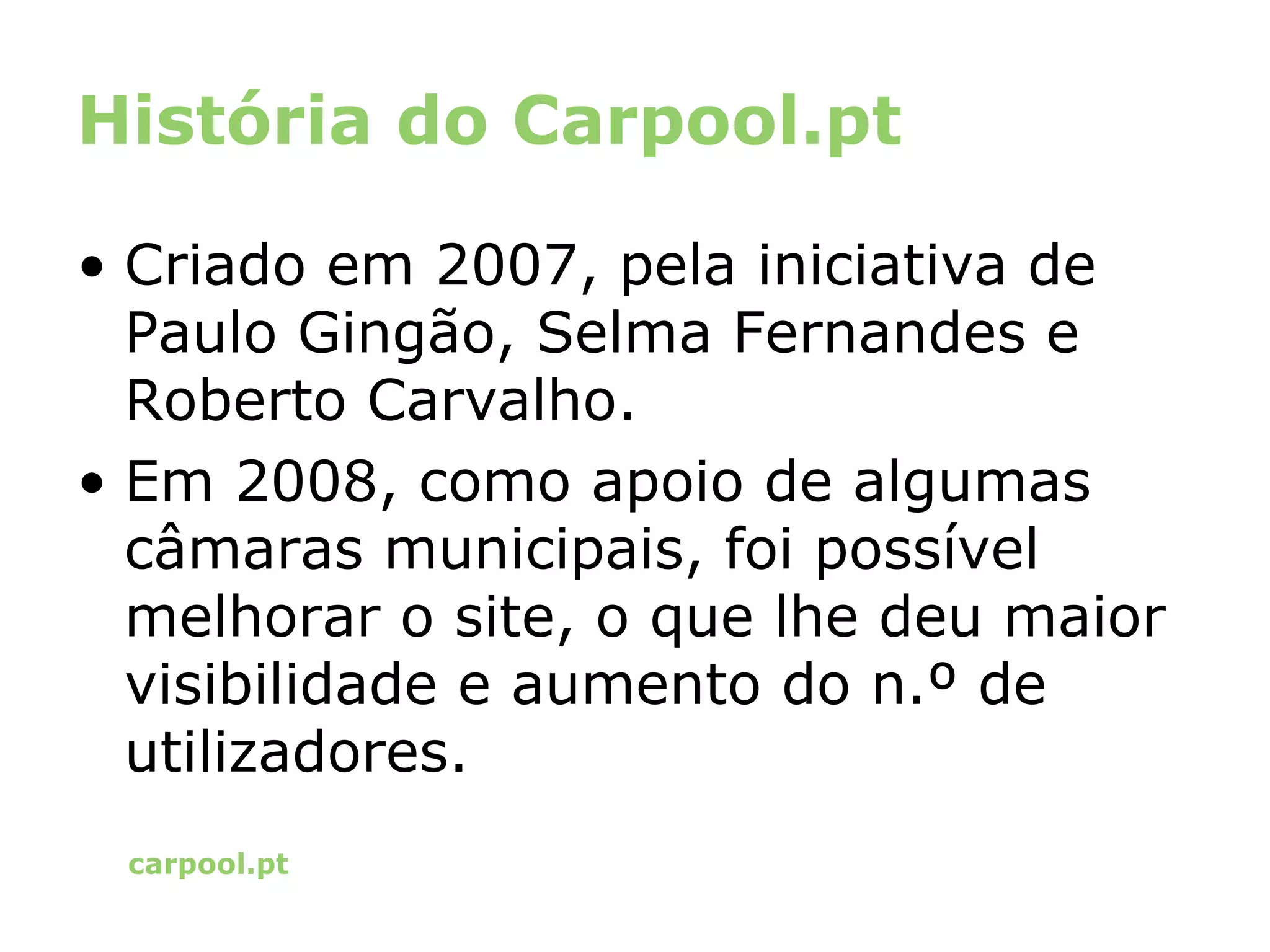 Apresentação do www.carpool.pt