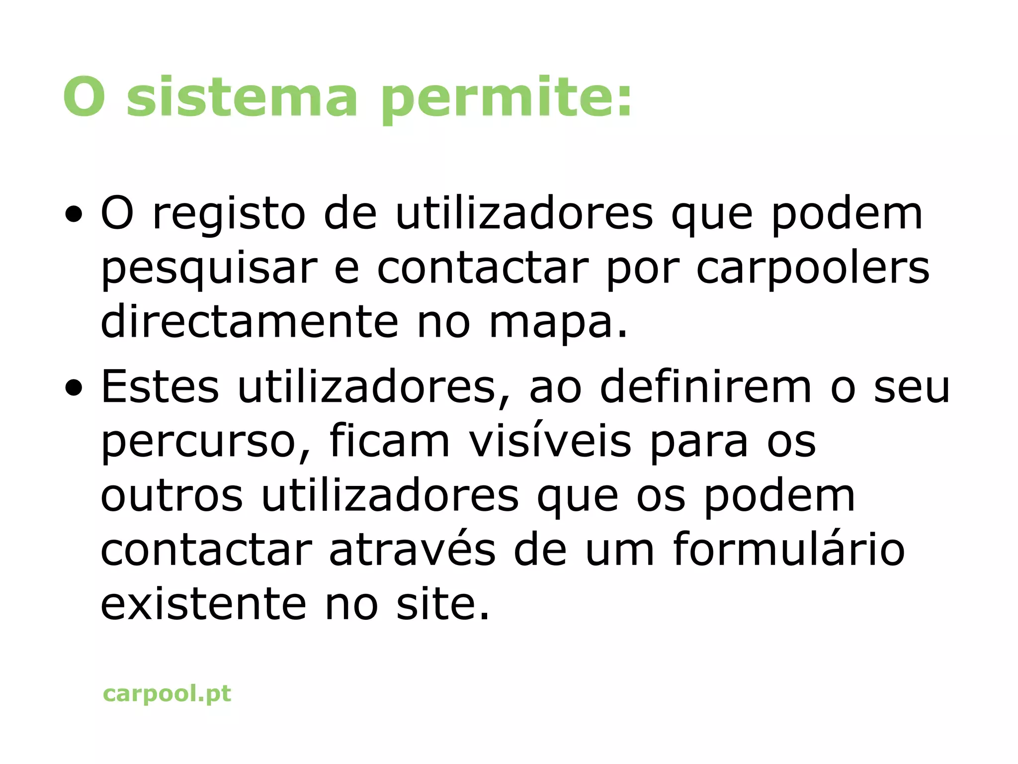 Apresentação do www.carpool.pt